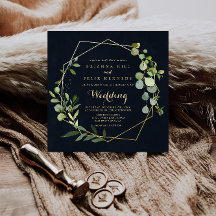 Geometric Gold Blue Green Front & Back Wedding