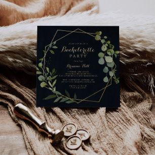 Geometric Gold Blue Green Junggeselinnen-Abschied Einladung