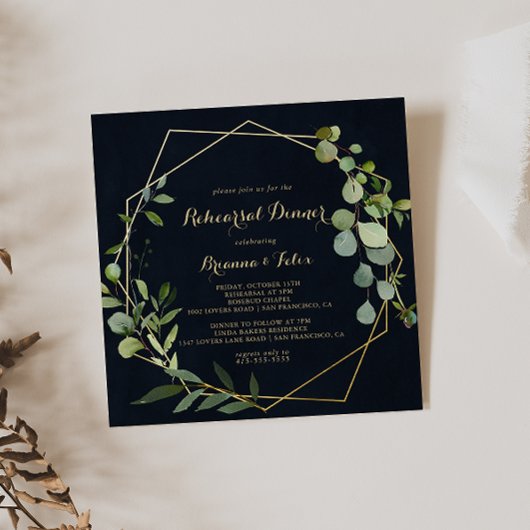 Geometric Gold Blue Green Probe Dinner Einladung