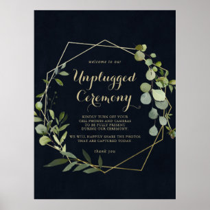 Geometric Gold Blue Green Unplugony Zeremony Sign Poster