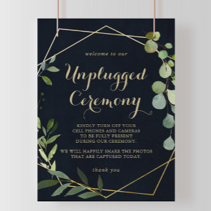 Geometric Gold Blue Green Unplugony Zeremony Sign Poster