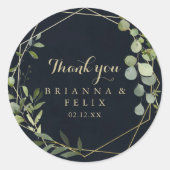 Geometric Gold Blue Green Vielen Dank Gastgeschenk Runder Aufkleber (Vorderseite)