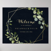 Geometric Gold Blue Green Wedding Begrüßungszeiche Poster (Vorne)