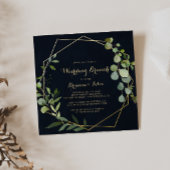 Geometric Gold Blue Green Wedding Brunch Einladung