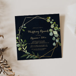 Geometric Gold Blue Green Wedding Brunch Einladung