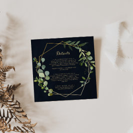 Geometric Gold Blue Green Wedding Details Begleitkarte