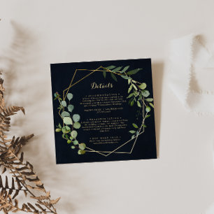 Geometric Gold Blue Green Wedding Details Begleitkarte