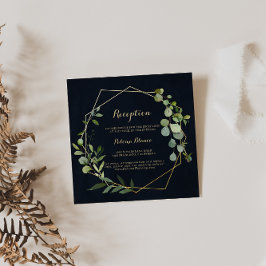 Geometric Gold Blue Green Wedding Empfang Begleitkarte