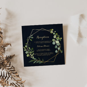 Geometric Gold Blue Green Wedding Empfang Begleitkarte