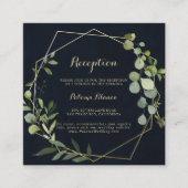 Geometric Gold Blue Green Wedding Empfang Begleitkarte (Vorderseite)