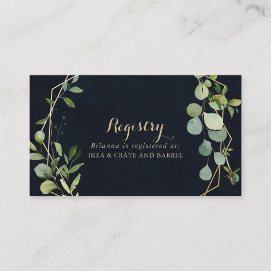 Geometric Gold Blue Green Wedding Gift Registry Begleitkarte (Vorderseite)
