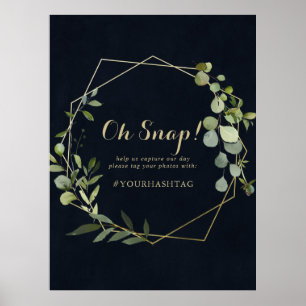 Geometric Gold Blue Green Wedding Oh Snap Sign Poster