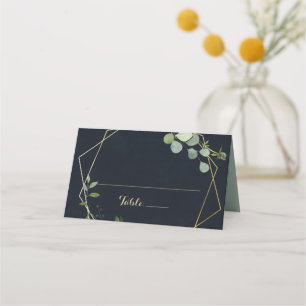 Geometric Gold Blue Green Wedding Platzkarte