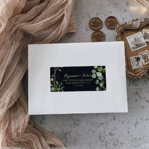Geometric Gold Blue Green Wedding RSVP-Adresse Adressaufkleber