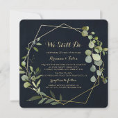 Geometric Gold Blue Green wir immer noch Vow Erneu Einladung (Vorderseite)