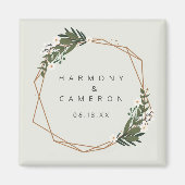 Geometric Gold Boho Greenery Gastgeschenk Hochzeit Magnet (Vorne)
