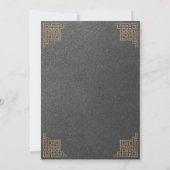 Geometric Gold Border Gray Islamic Wedding Einladung (Rückseite)