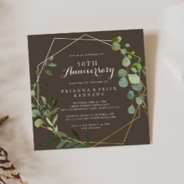 Geometric Gold Brown 50. Hochzeitstag Einladung