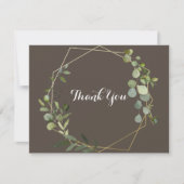 Geometric Gold Brown Green Eucalyptus Flat Wedding Dankeskarte (Vorderseite)