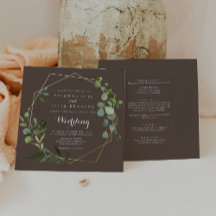 Geometric Gold Brown Green Front & Back Wedding