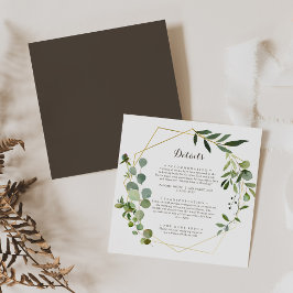 Geometric Gold Brown Green Wedding Details Begleitkarte