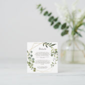 Geometric Gold Brown Green Wedding Details Begleitkarte (Stehend Vorderseite)