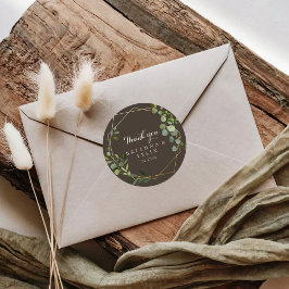 Geometric Gold Brown Vielen Dank Gastgeschenk Hoch Runder Aufkleber