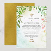Geometric Gold Crystal Greenerity Virtual Wedding Ankündigung (Vorne/Hinten)