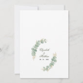 Geometric Gold Eucalyptus Wreath Wedding Einladung (Rückseite)