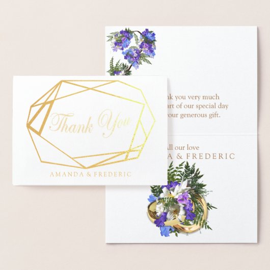Geometric Gold Foil Jacaranda DANK Card Folienkarte (Anzeige)
