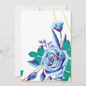 Geometric Gold Frame Blue Blütenbaby Dusche Einladung (Rückseite)