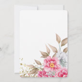 Geometric Gold Frame Pink Floral vielen Dank Einladung (Rückseite)