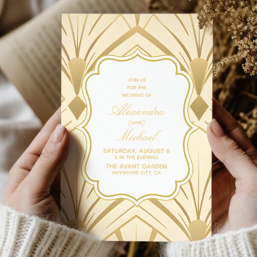 Geometric Gold Gatsby Wedding Einladung