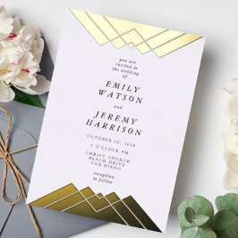 Geometric Gold Gatsby Wedding Pressed Folieneinladung