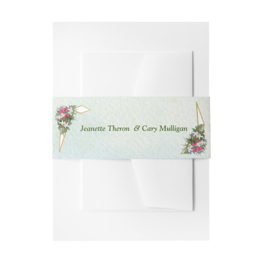 Geometric - Gold Glitzer Blume Bouquet Einladungsbanderole (Vorderseite Beispiel)