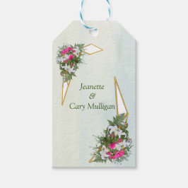 Geometric - Gold Glitzer Blume Bouquet Geschenk Ta Geschenkanhänger