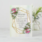 Geometric - Gold Glitzer Blume Bouquet Thema Einladung (Stehend Vorderseite)