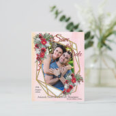 Geometric - Gold Glitzer Burgundy Bouquets Ankündigungspostkarte (Stehend Vorderseite)