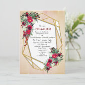 Geometric - Gold Glitzer Burgundy Bouquets Einladung (Stehend Vorderseite)