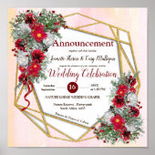 Geometric - Gold Glitzer Burgundy Bouquets Poster (Vorne)