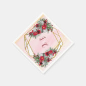 Geometric - Gold Glitzer Burgundy Bouquets Serviette (Ecke)