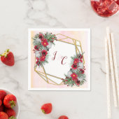 Geometric - Gold Glitzer Burgundy Bouquets Serviette (Beispiel)