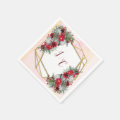 Geometric - Gold Glitzer Burgundy Bouquets Serviette (Ecke)