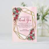 Geometric Gold Glitzer Burgundy Danke Karten (Stehend Vorderseite)