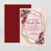 Geometric Gold Glitzer Burgundy Danke Karten (Vorne/Hinten)
