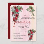 Geometric Gold Glitzer Burgundy Junggeselinnen-Abs Einladung (Vorne/Hinten)