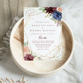 Geometric Gold Glitzer Calligraphy Spanish Wedding Einladung