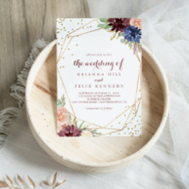 Geometric Gold Glitzer Calligraphy Wedding Einladung