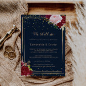 Geometric Gold Glitzer Red Tropical Vow Erneuerung Einladung