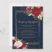 Geometric Gold Glitzer Red Wedding Breakfast Einladung (Vorderseite)